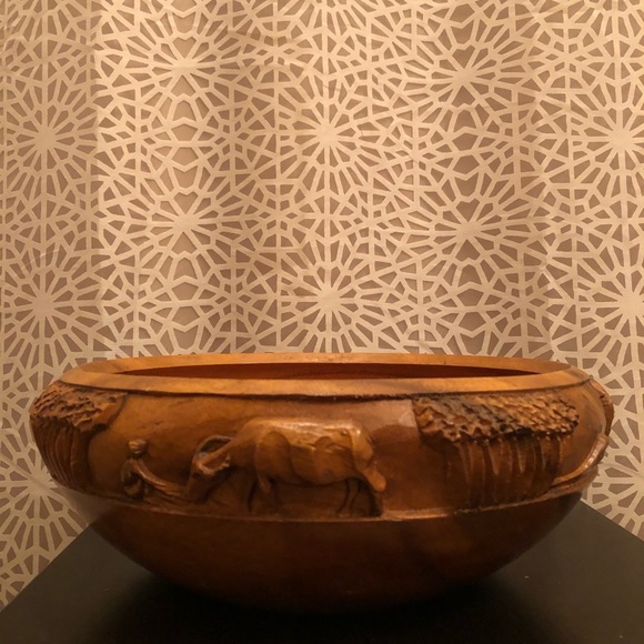 RARE Vintage Large Wooden Carved Salad Bowl Set - Picture 3 of 16